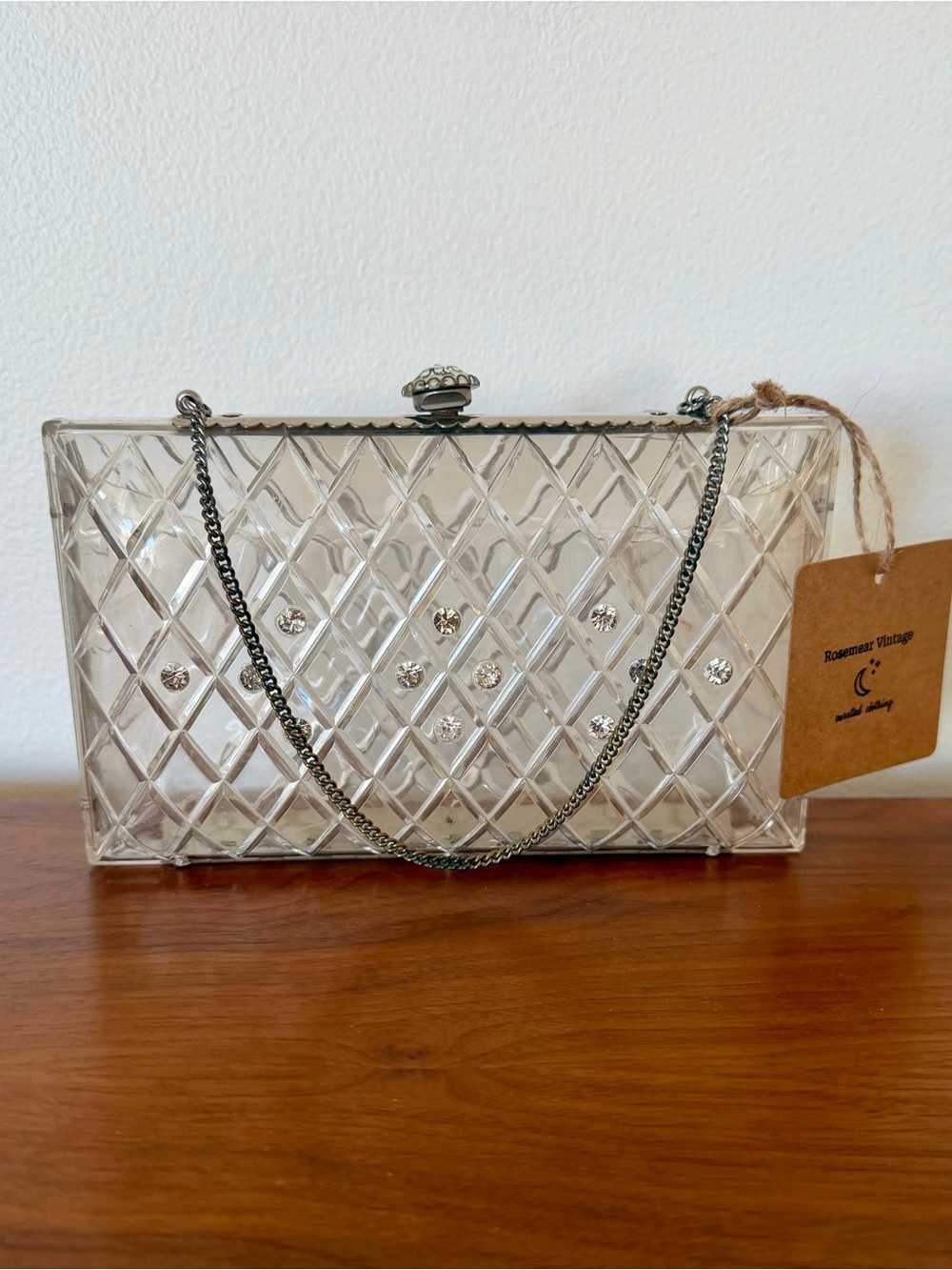 Vintage Clear Quilted Acrylic Evening Clutch